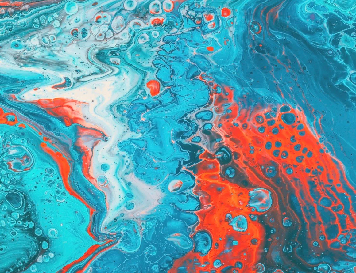 Abstract orange and aqua canvas décor print - Image 2