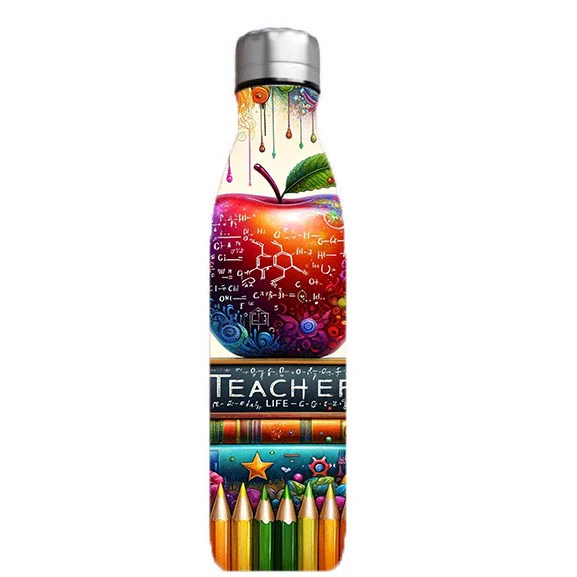 Personalised  Double wall Stainless Steel 500ml water bottle white - Image 3