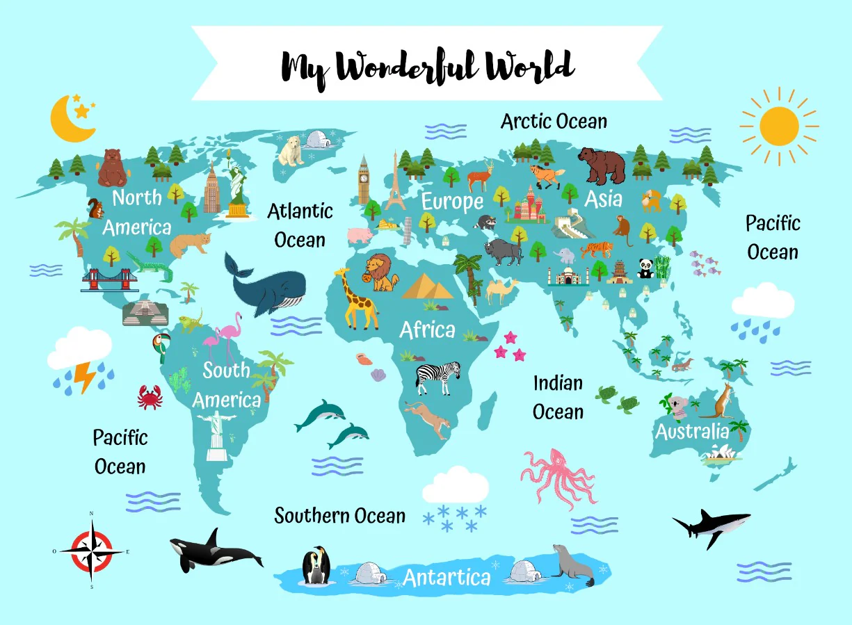 Boys: Set of 1 - Kids world map - Image 2