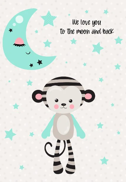 Boys: Set of 1 - We love you to the moon and back (Monkey) - Image 2