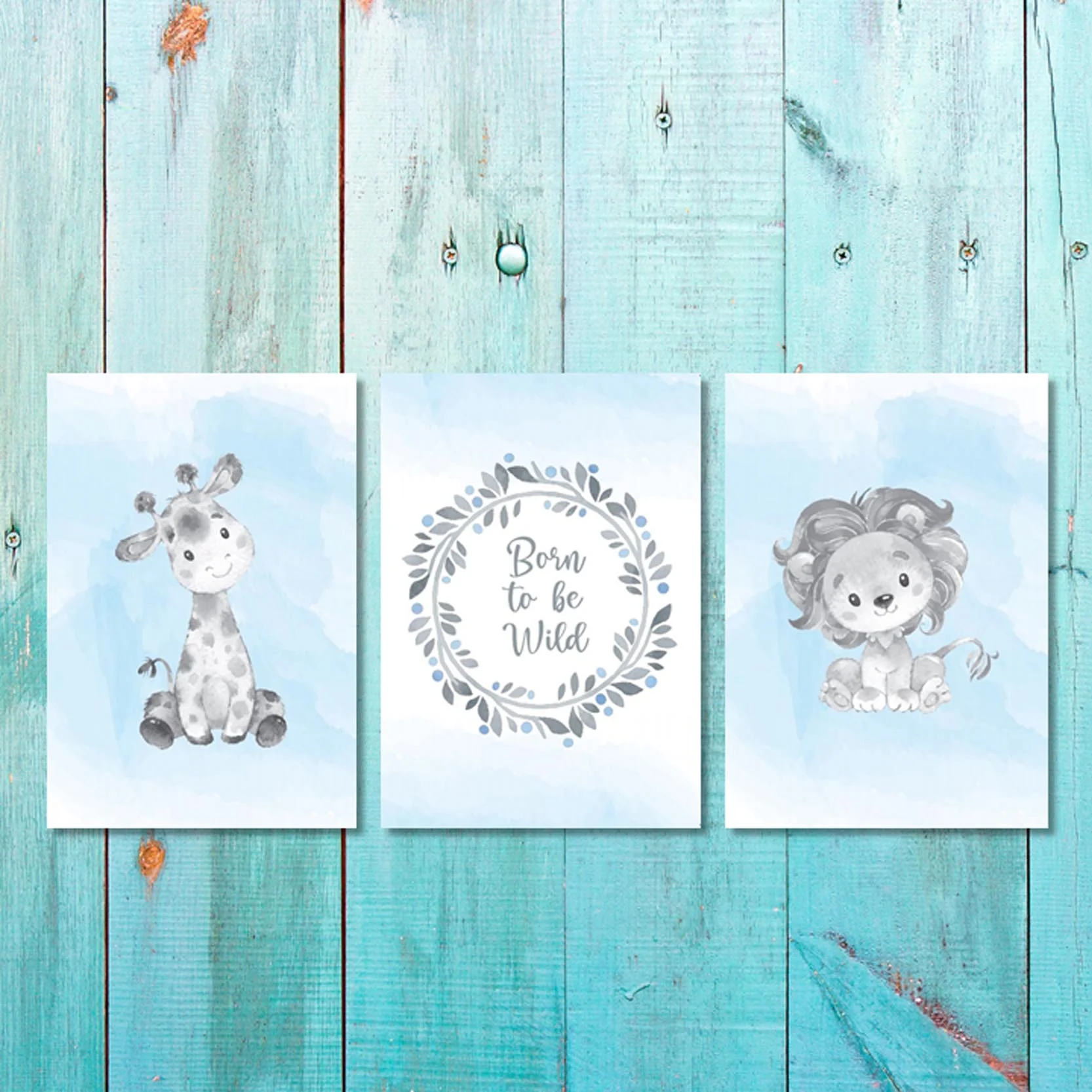 Boys: Set of 3 - Born to be wild grey animals