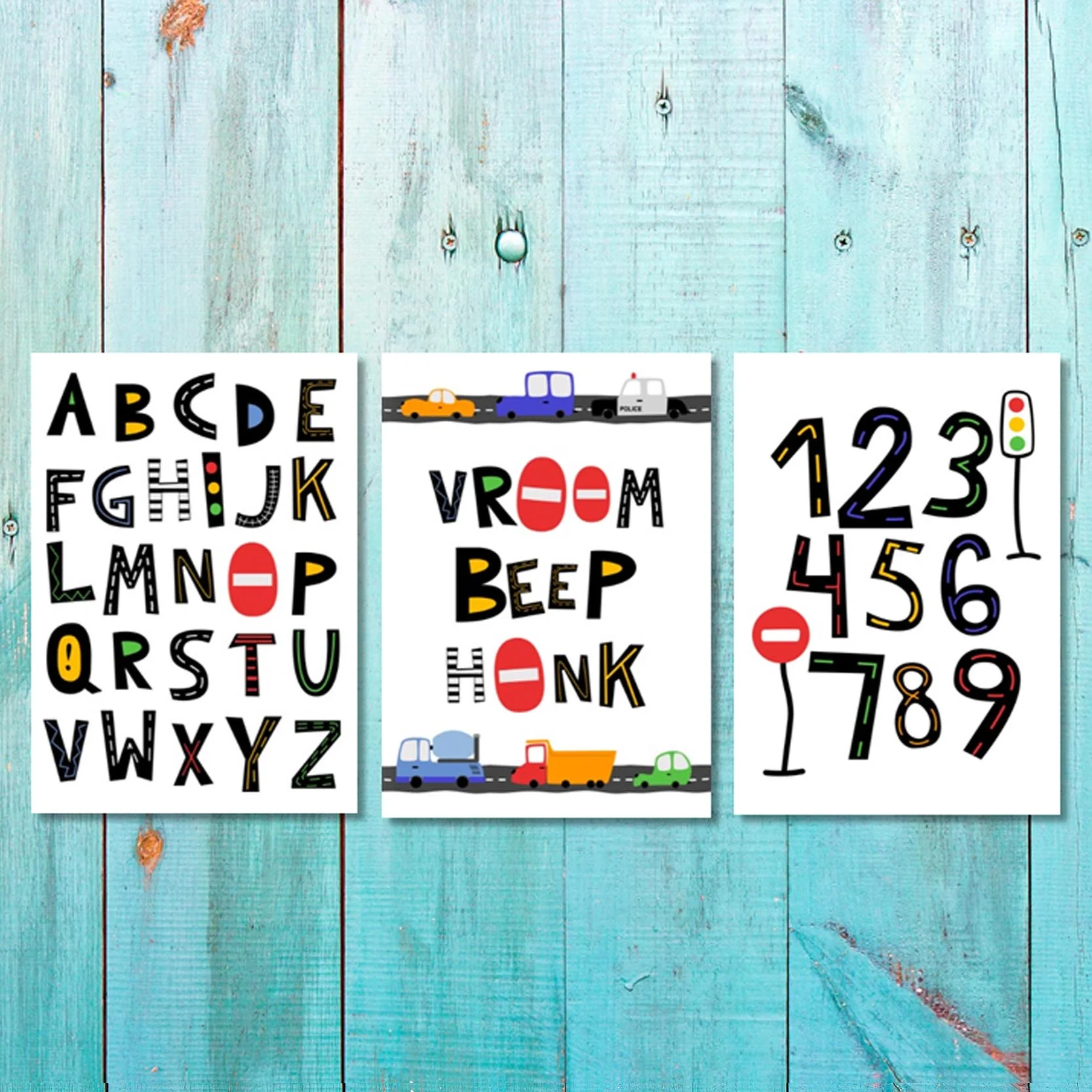 Boys: Set of 3 - Cars Vroom,Beep,Honk
