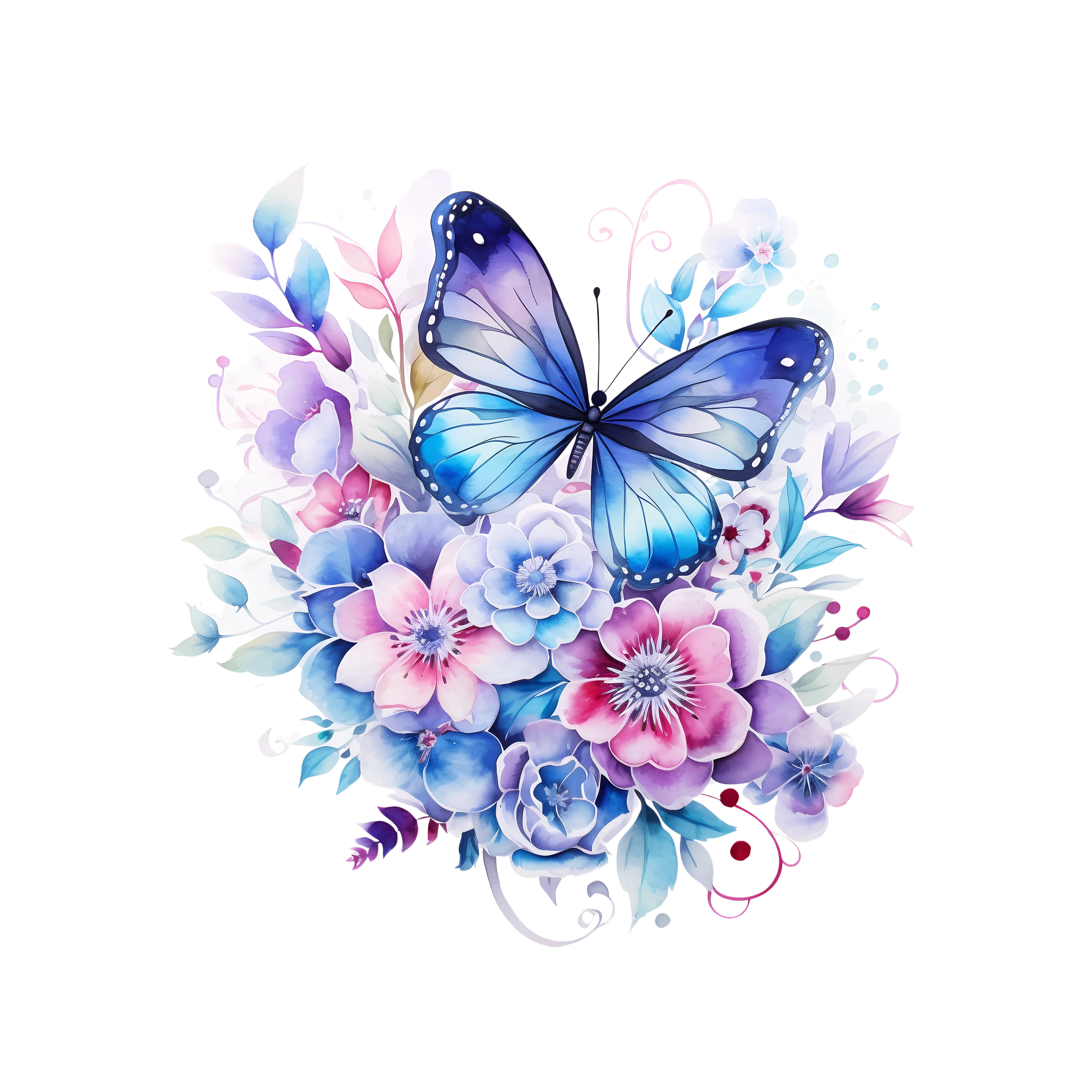 Butterflies - Blue Design on Tumbler, Can, Flask, or Water bottle - Image 2
