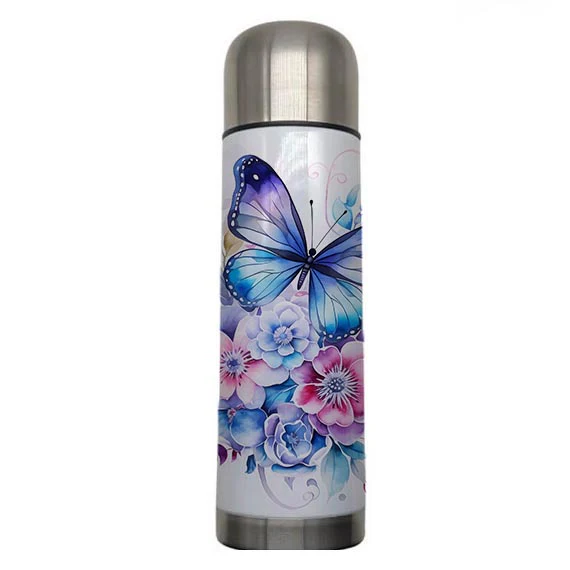 Butterflies - Blue Design on Tumbler, Can, Flask, or Water bottle - Image 5
