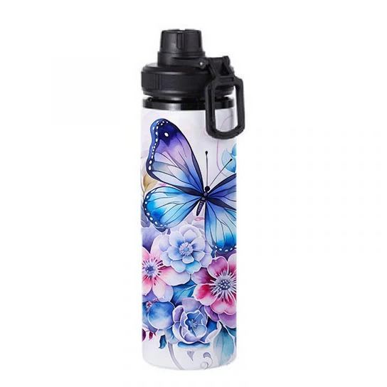 Butterflies - Blue Design on Tumbler, Can, Flask, or Water bottle - Image 6