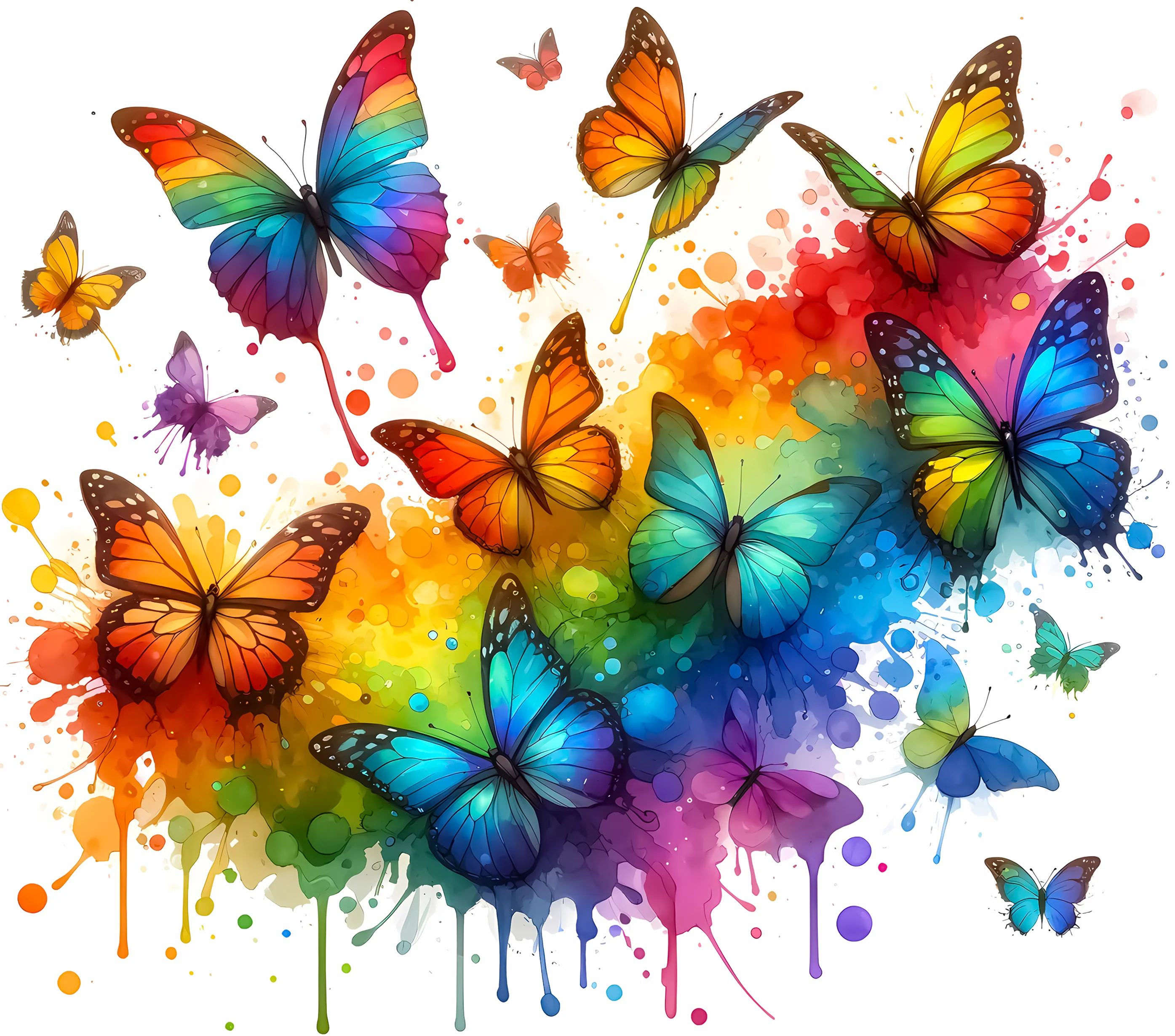 Butterflies - Rainbow Design on Tumbler, Can, Flask, or Water bottle - Image 2