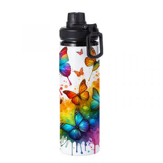 Butterflies - Rainbow Design on Tumbler, Can, Flask, or Water bottle - Image 4