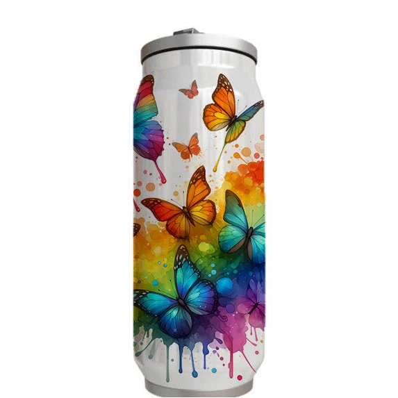 Butterflies - Rainbow Design on Tumbler, Can, Flask, or Water bottle - Image 6