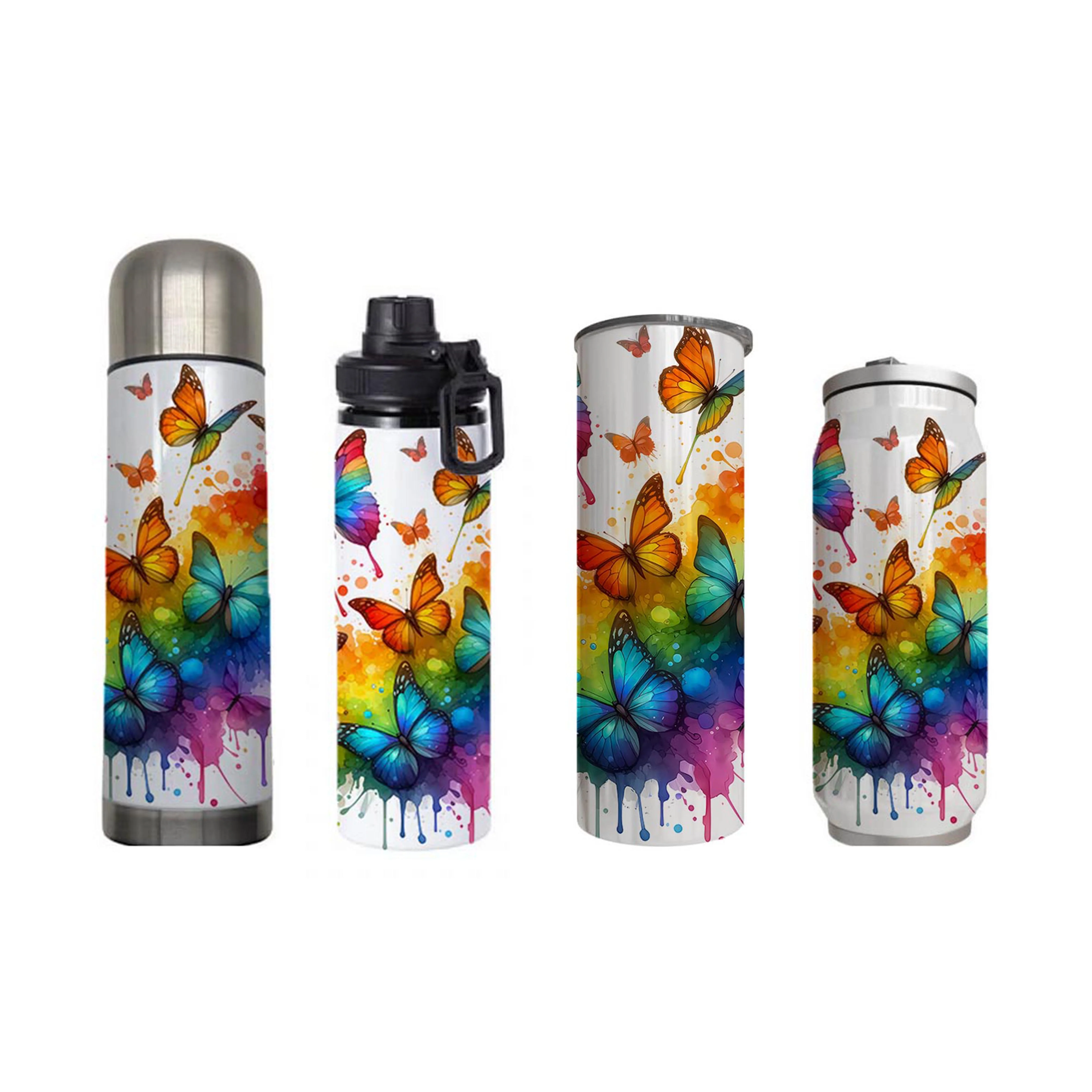 Butterflies - Rainbow Design on Tumbler, Can, Flask, or Water bottle - Image 7