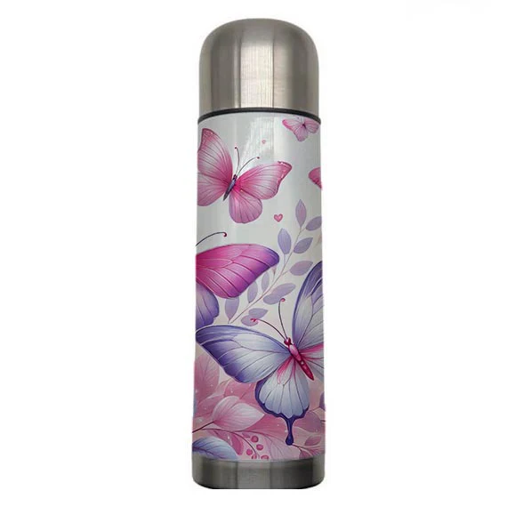 Butterflies - Soft Pink Design on Tumbler, Can, Flask, or Water bottle - Image 5