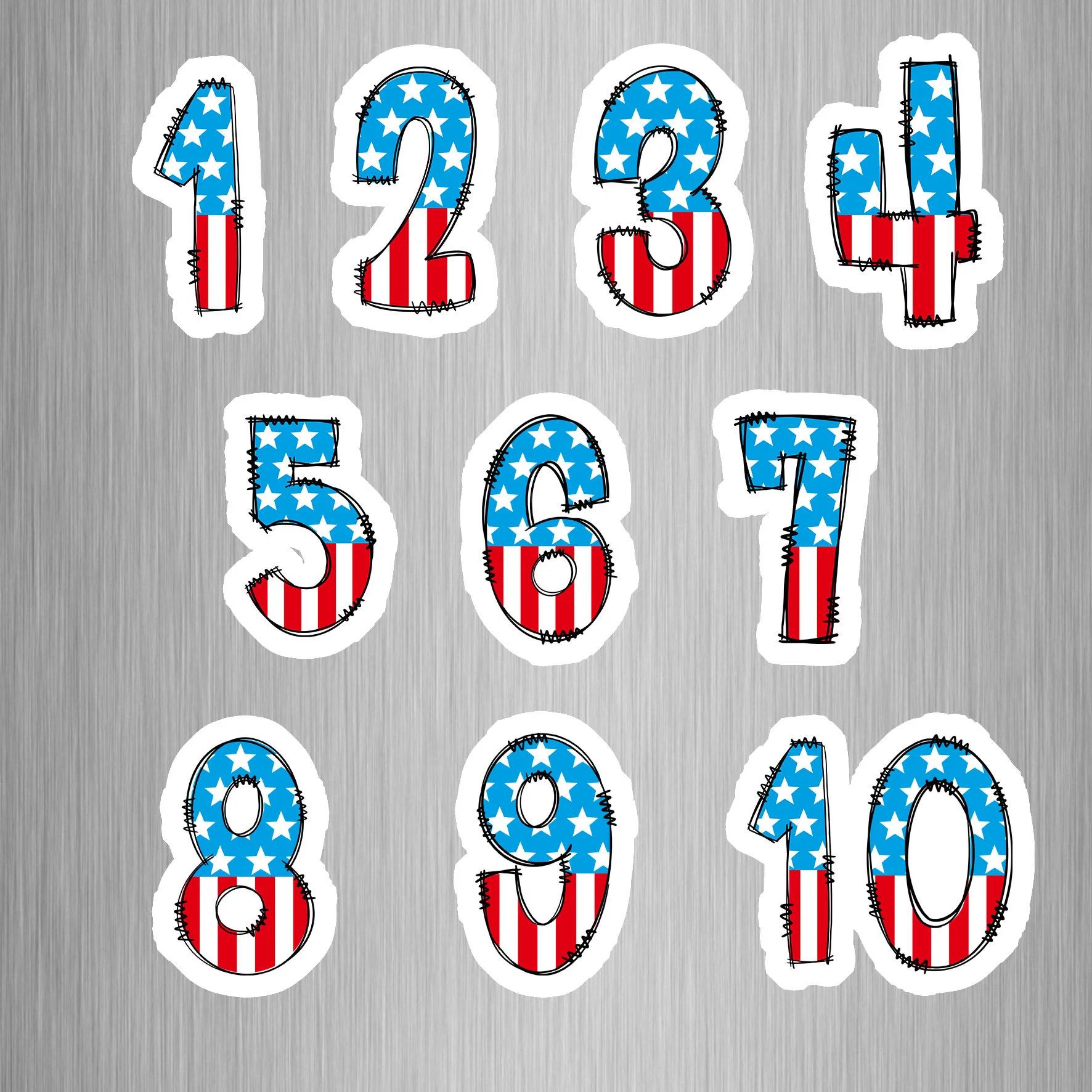 Captain America Theme Numbers Photo Fridge Magnets - (10 PER PACK)