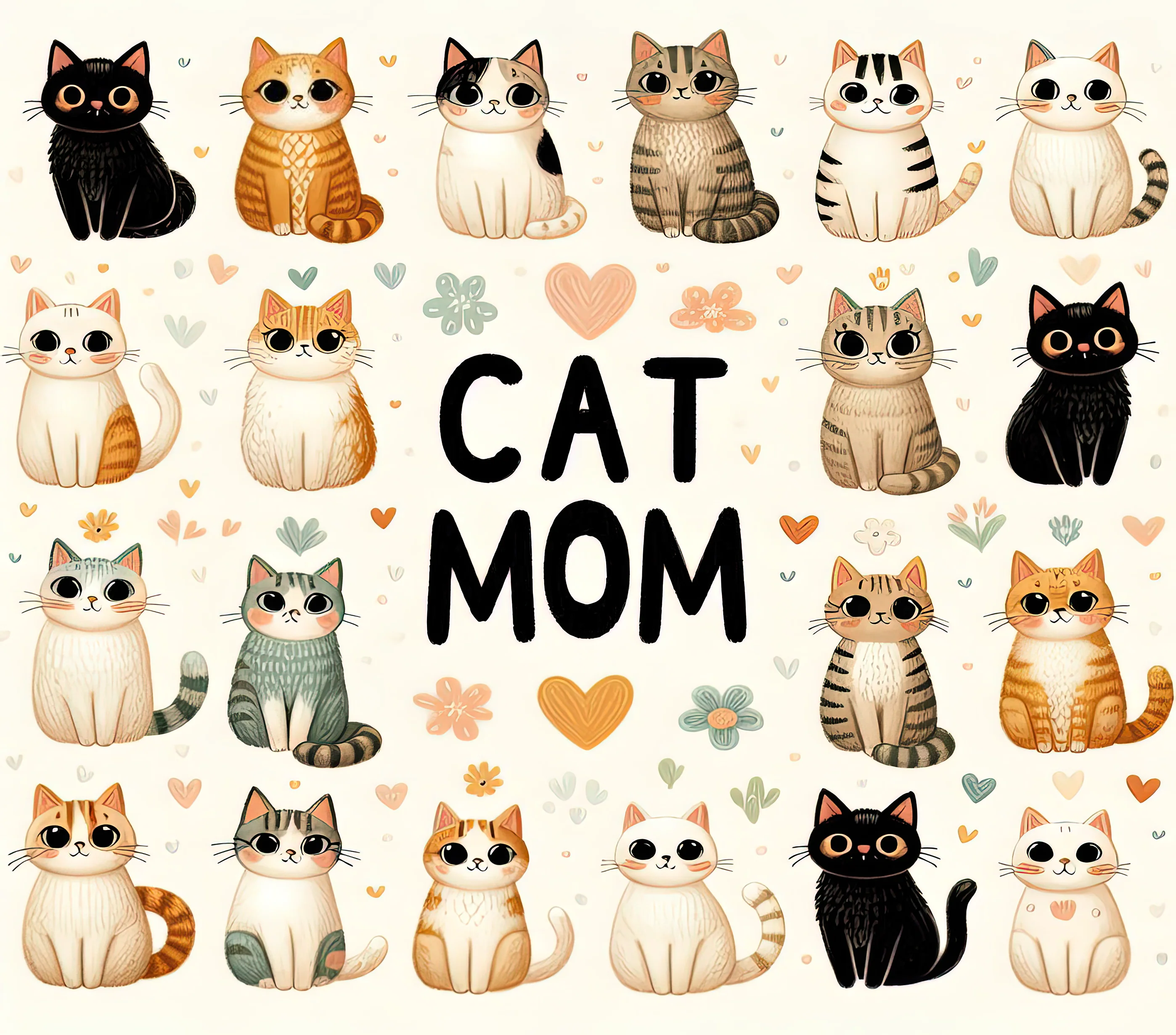 Cats - Cat Mom Design on Tumbler, Can, Flask, or Water bottle - Image 2