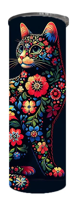 Cats - Flower Cat Design on Tumbler, Can, Flask, or Water bottle - Image 3