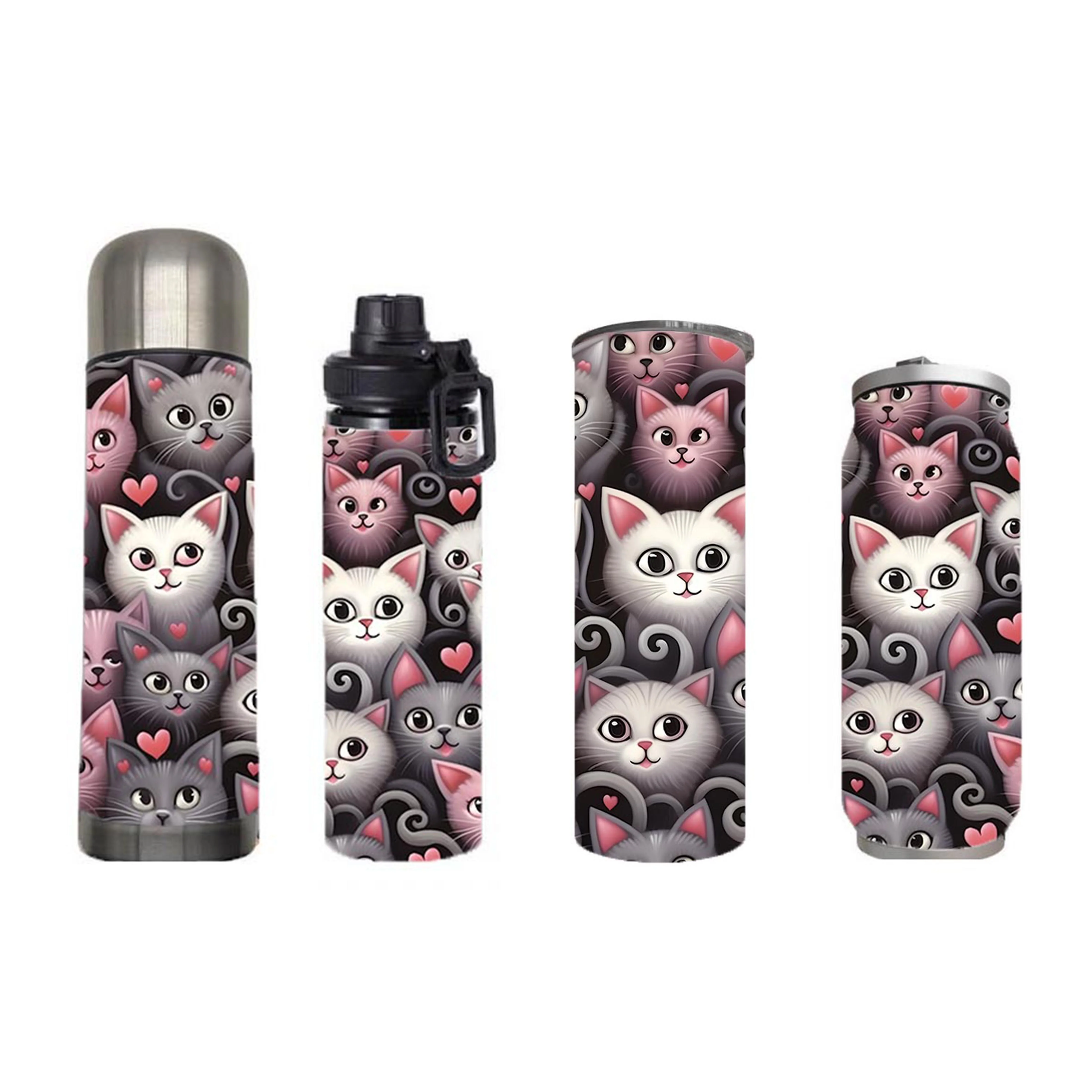 Cats - Kitty Love Design on Tumbler, Can, Flask, or Water bottle - Image 7