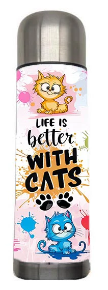 Cats - Life is better with cats Design on Tumbler, Can, Flask, or Water bottle - Image 5