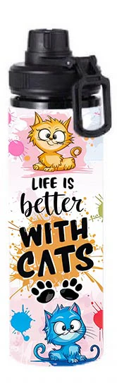 Cats - Life is better with cats Design on Tumbler, Can, Flask, or Water bottle - Image 6