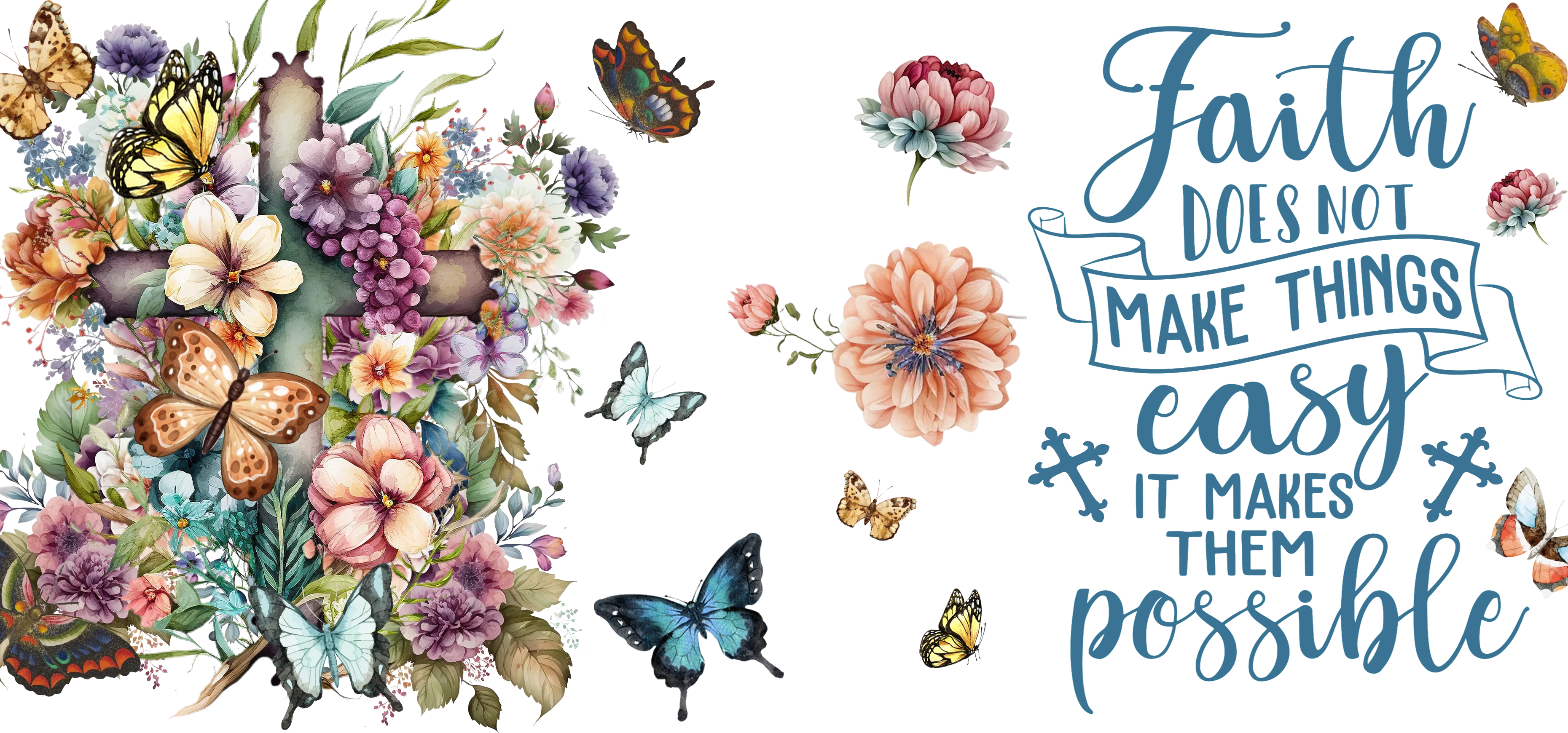Christian - Faith does not make things easy Design on Tumbler, Can, Flask, or Water bottle - Image 2