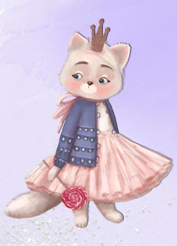 Girls: Set of 1 - Cute Kitty with balloon - Image 2