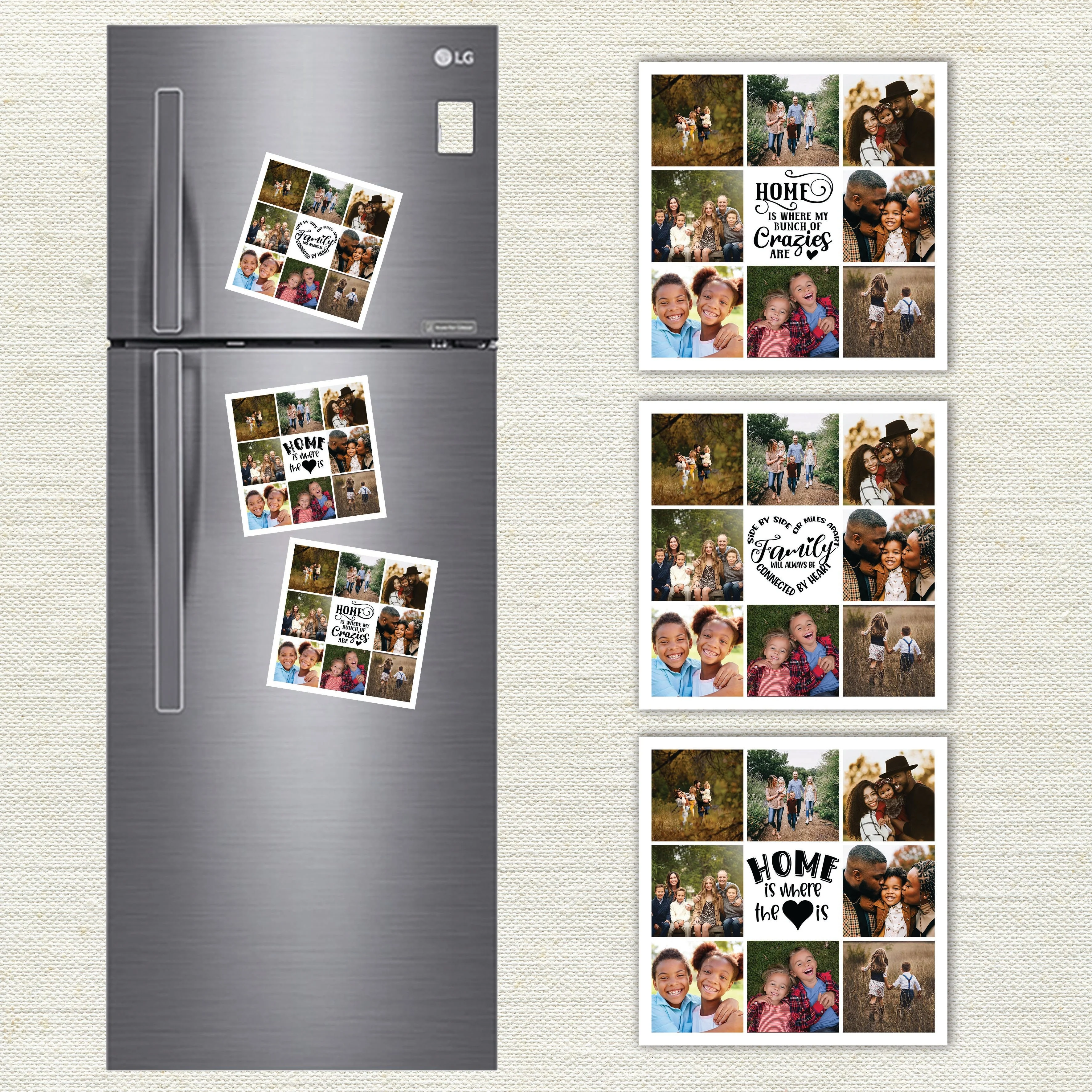 Photo Fridge Magnets "Home is Where the Heart is" Collage (Pack of 2) - Image 2