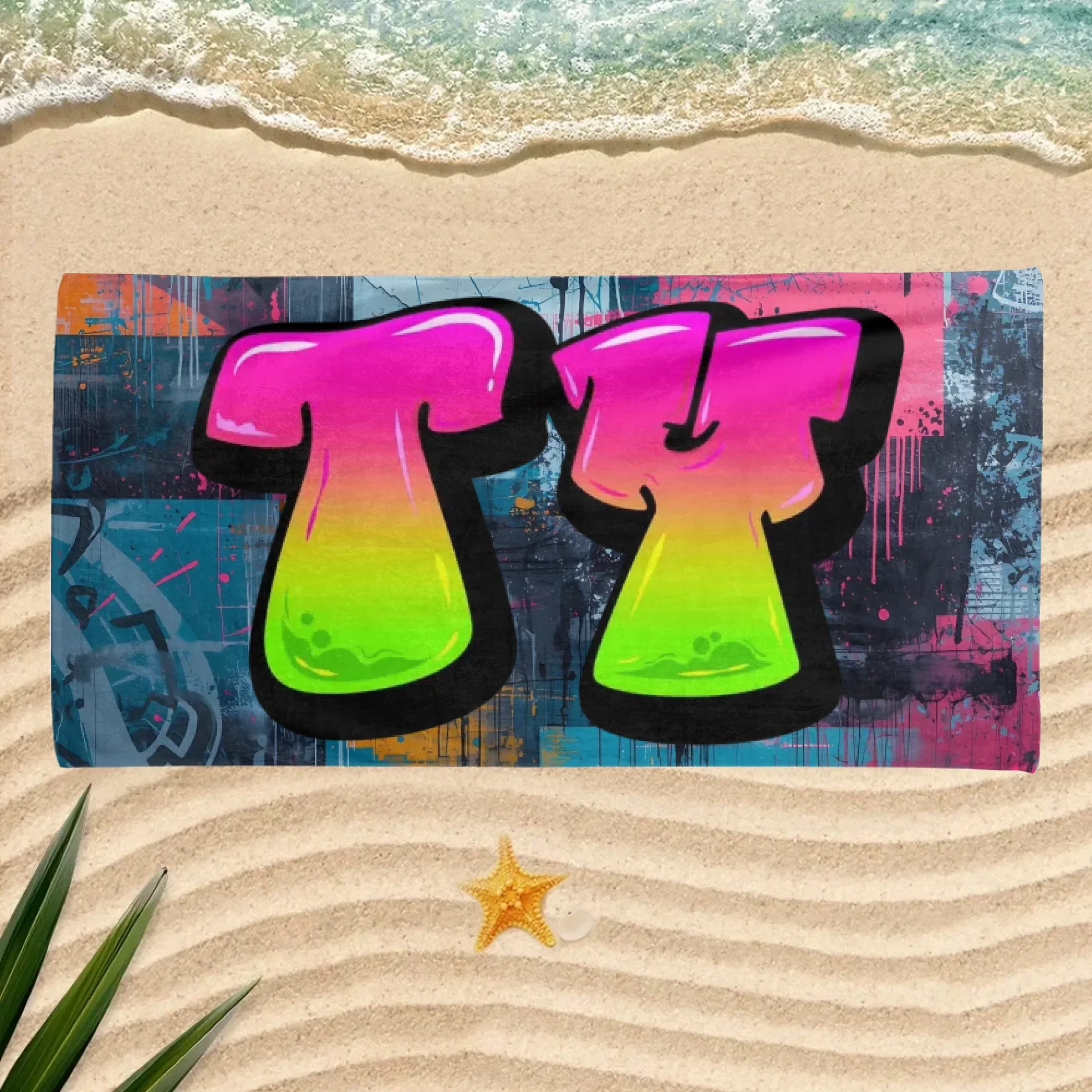 Graffiti Beach Towel Personalized with Name - Image 3