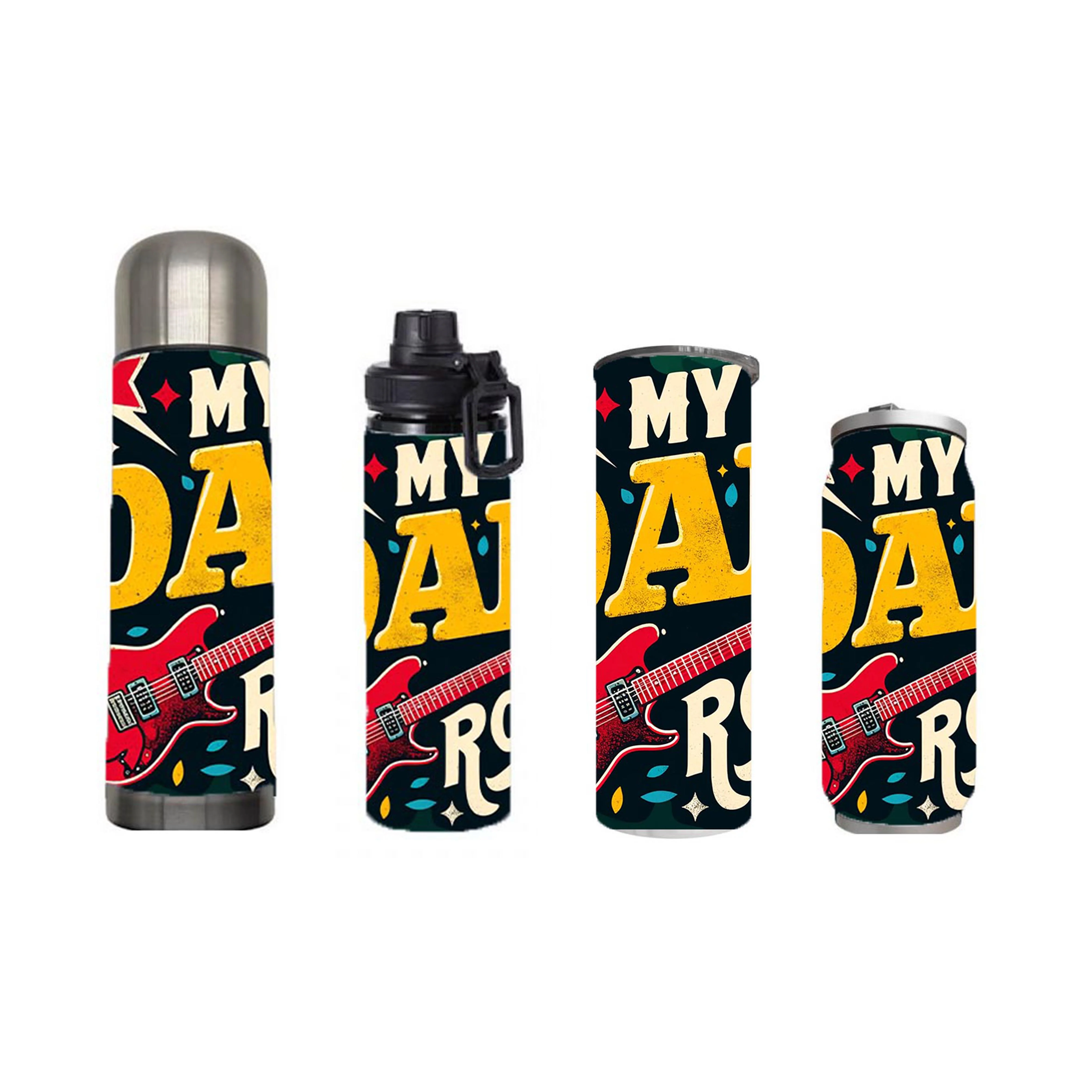 Dad - My Dad Rocks Design on Tumbler, Can, Flask, or Water bottle - Image 7