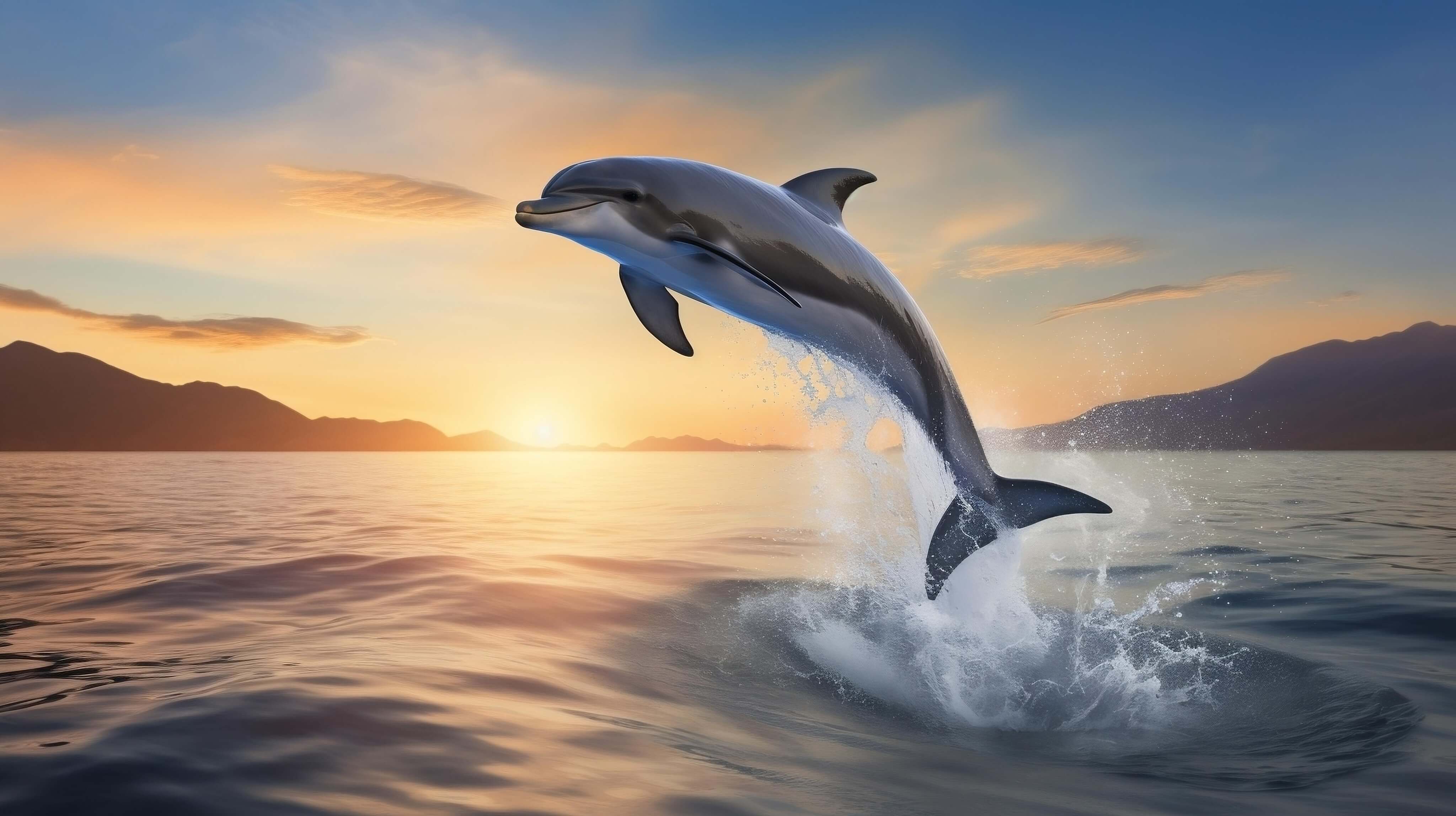 Dolphin jumping out of the water at sunset - Image 2