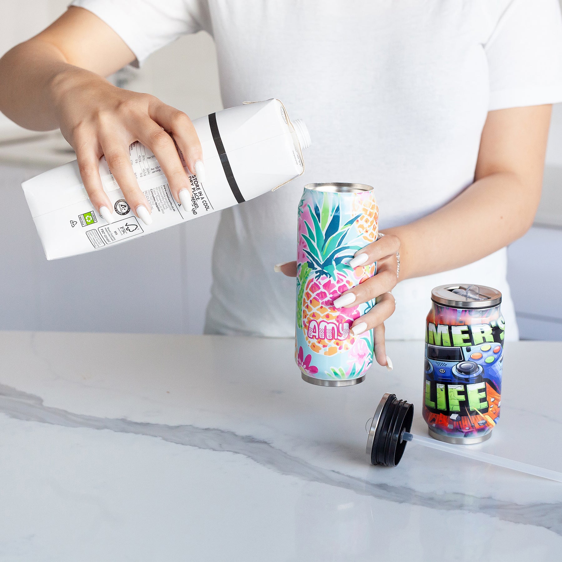 Personalised Double wall Stainless Steel 400ml Can (White) - Image 12