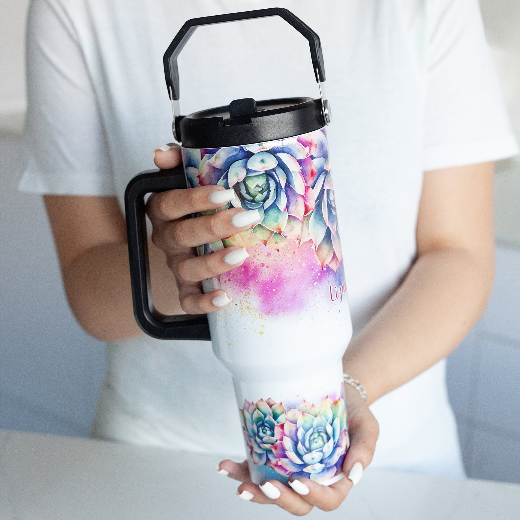 Personalised Double Wall Stainless Steel 40oz Big Jack Tumbler White - Image 13