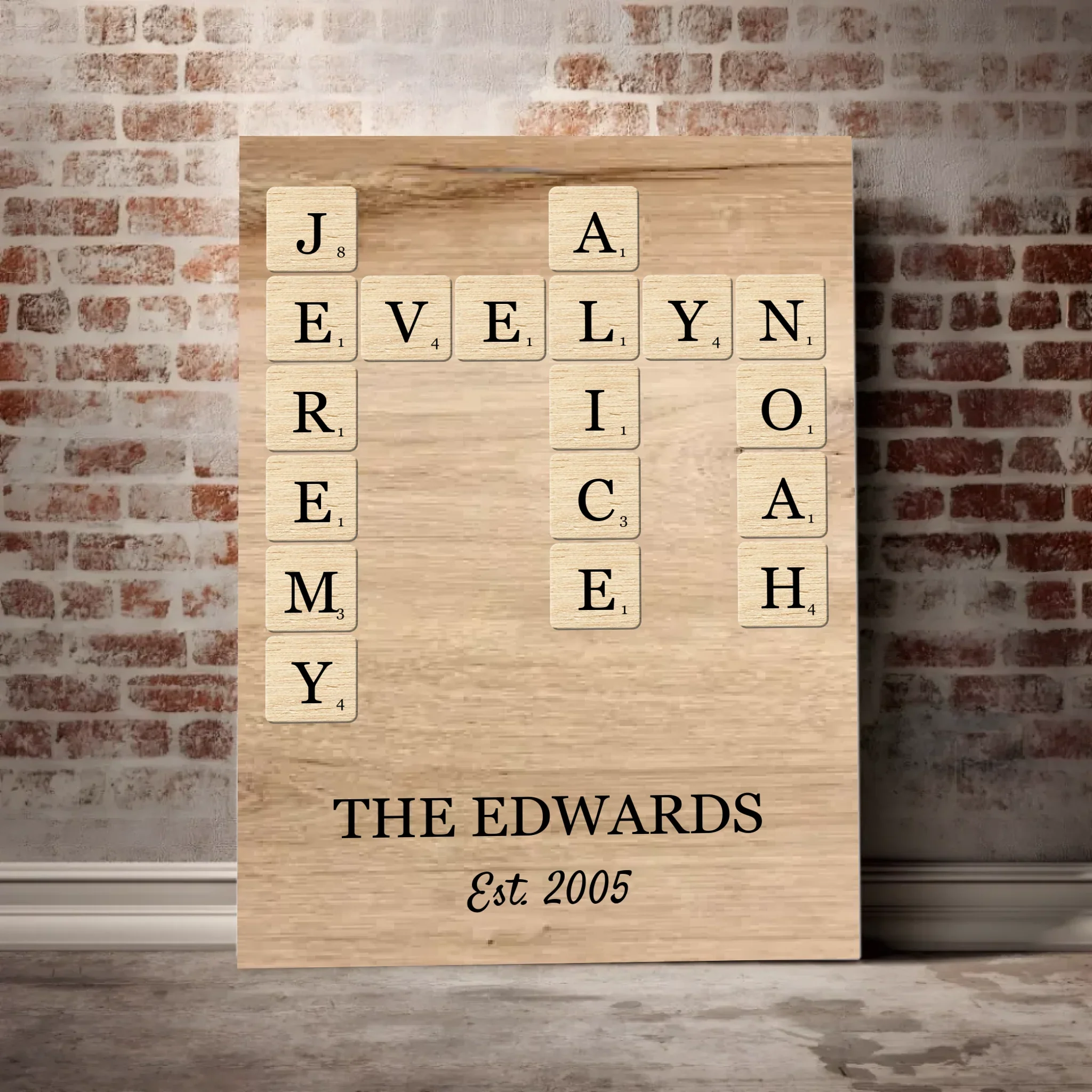 Family Names Scrabble Crossword Puzzle Art - Personalized Canvas - Image 3
