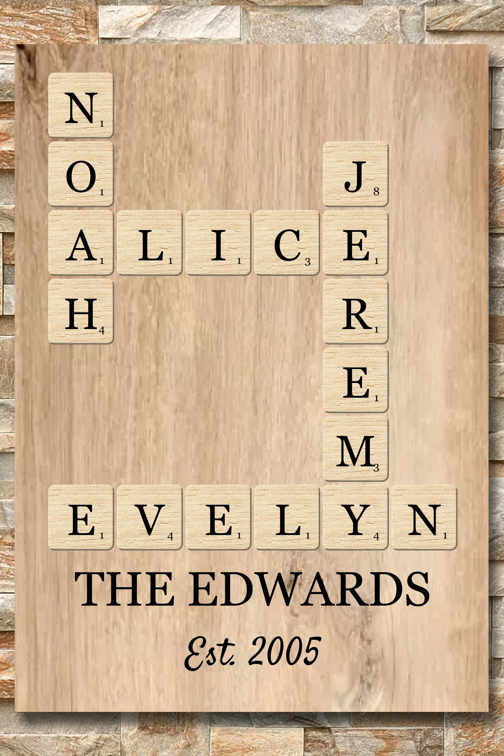Family Names Scrabble Crossword Puzzle Art - Personalized Canvas - Image 4