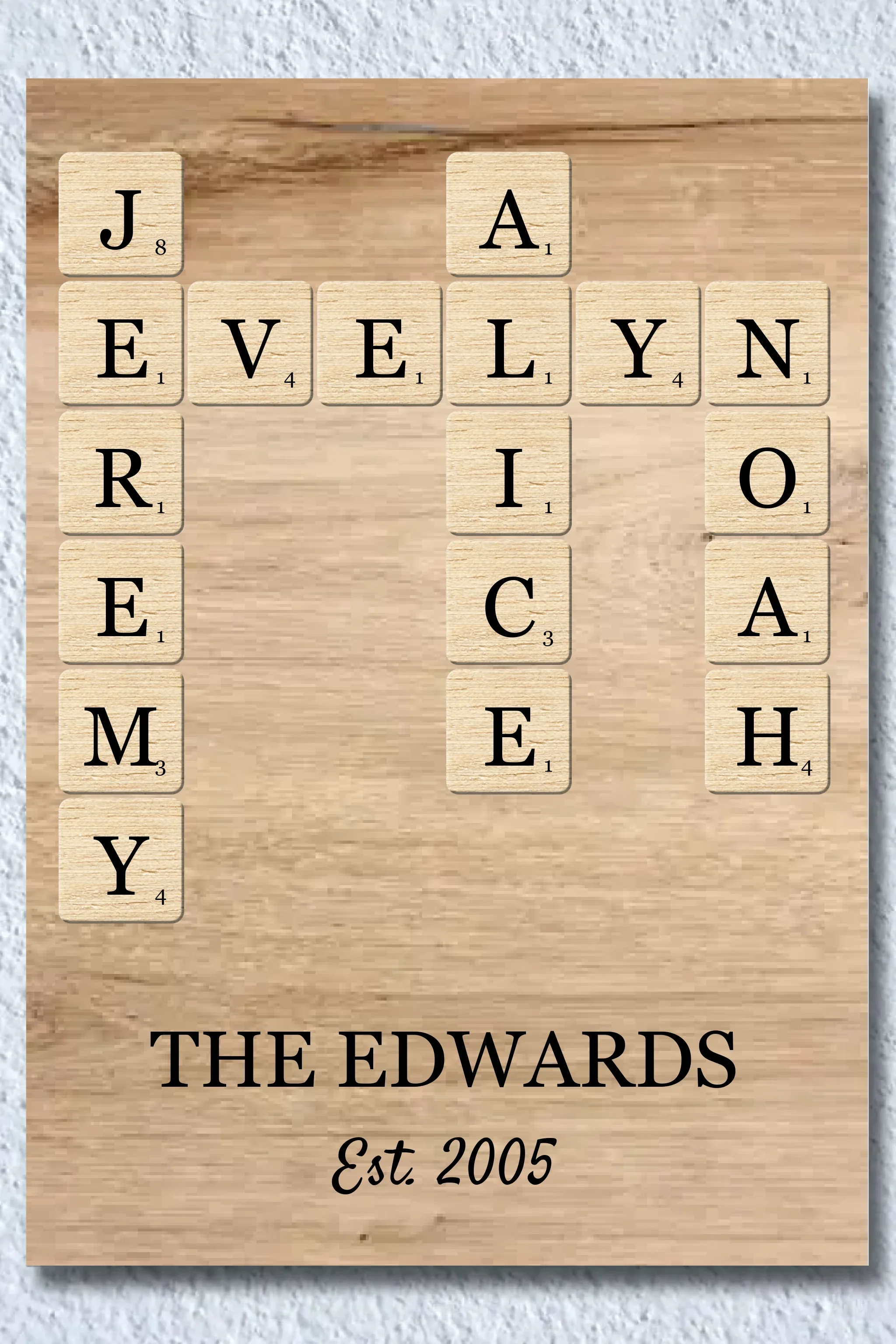 Family Names Scrabble Crossword Puzzle Art - Personalized Canvas - Image 5