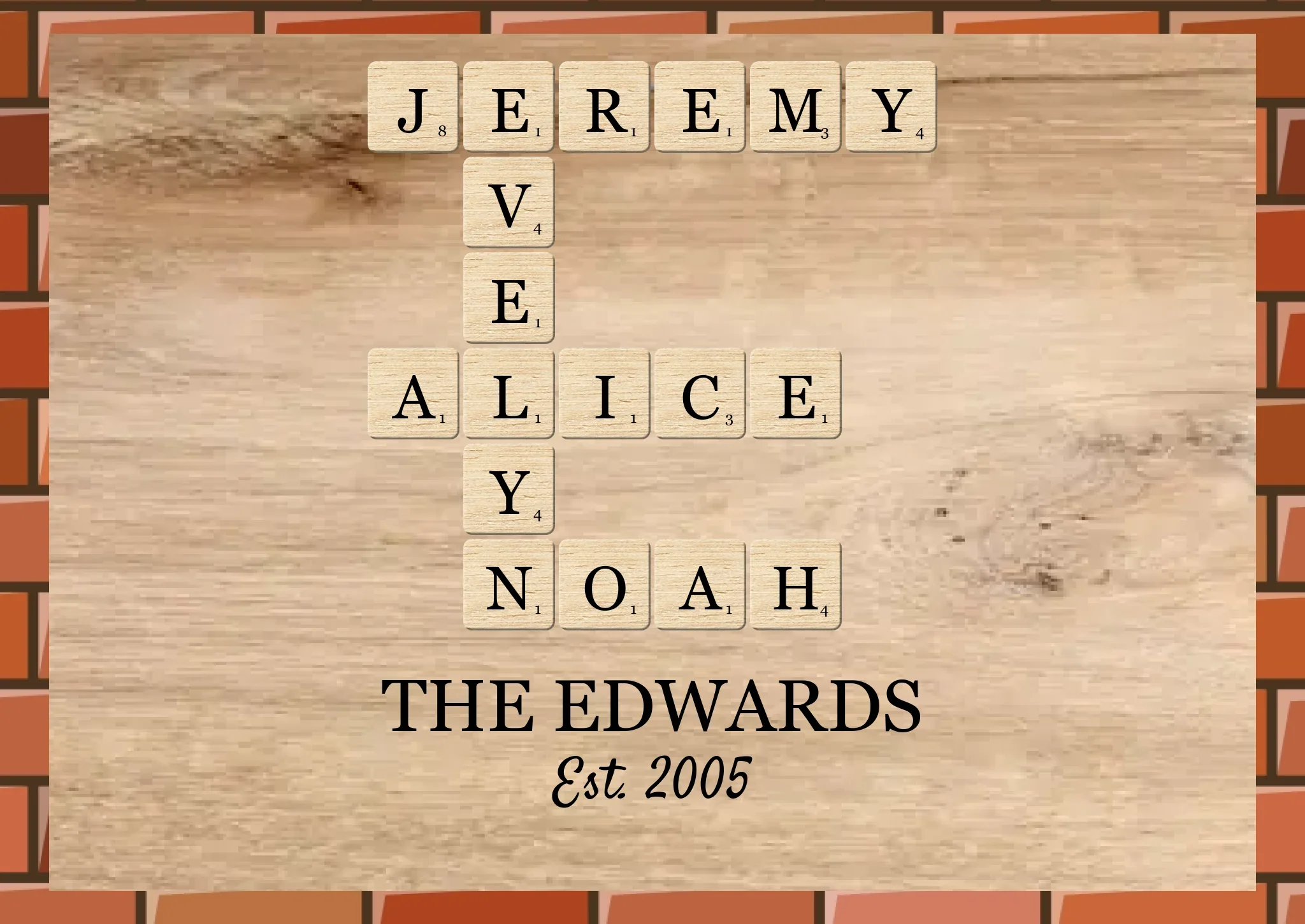 Family Names Scrabble Crossword Puzzle Art - Personalized Canvas - Image 8