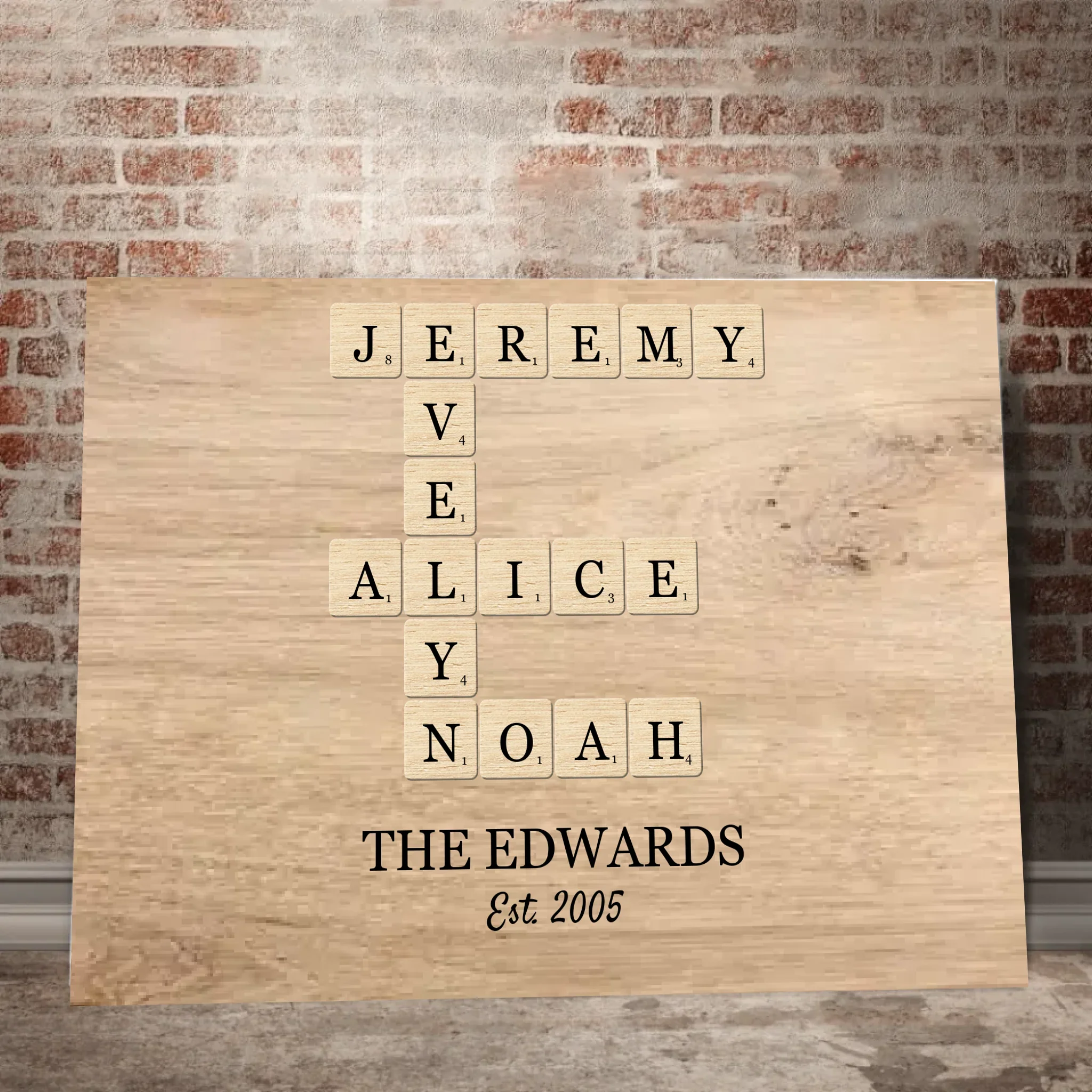 Family Names Scrabble Crossword Puzzle Art - Personalized Canvas - Image 9