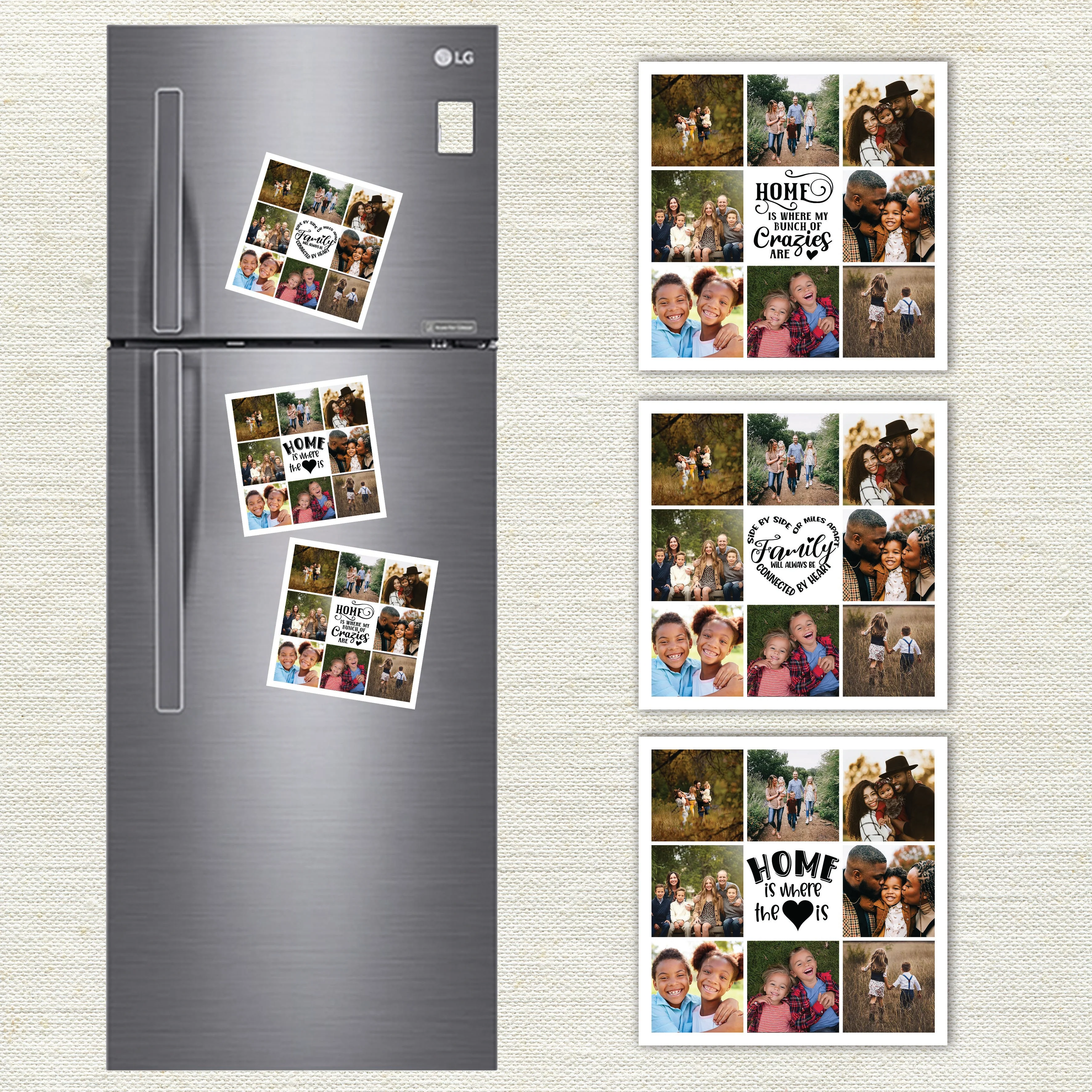 Photo Fridge Magnets "Family will Always be Connected by Heart" Collage (Pack of 2) - Image 2