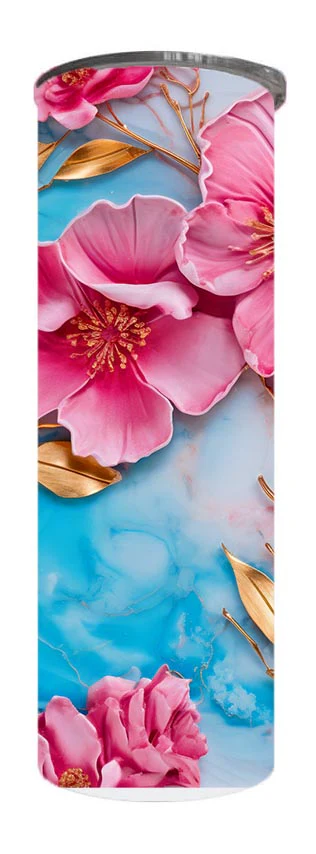 Flowers - 3D Pink Flower Design on Tumbler, Can, Flask, or Water bottle - Image 3