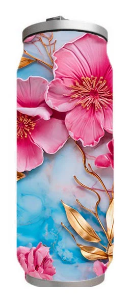 Flowers - 3D Pink Flower Design on Tumbler, Can, Flask, or Water bottle - Image 4