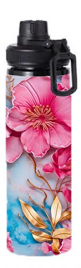 Flowers - 3D Pink Flower Design on Tumbler, Can, Flask, or Water bottle - Image 6