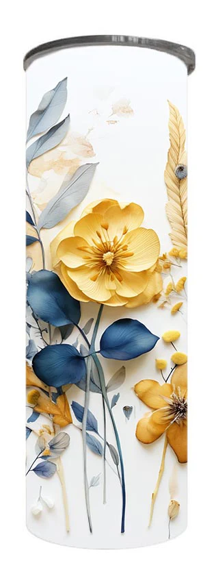 Flowers - 3D Yellow Flower Design on Tumbler, Can, Flask, or Water bottle - Image 3