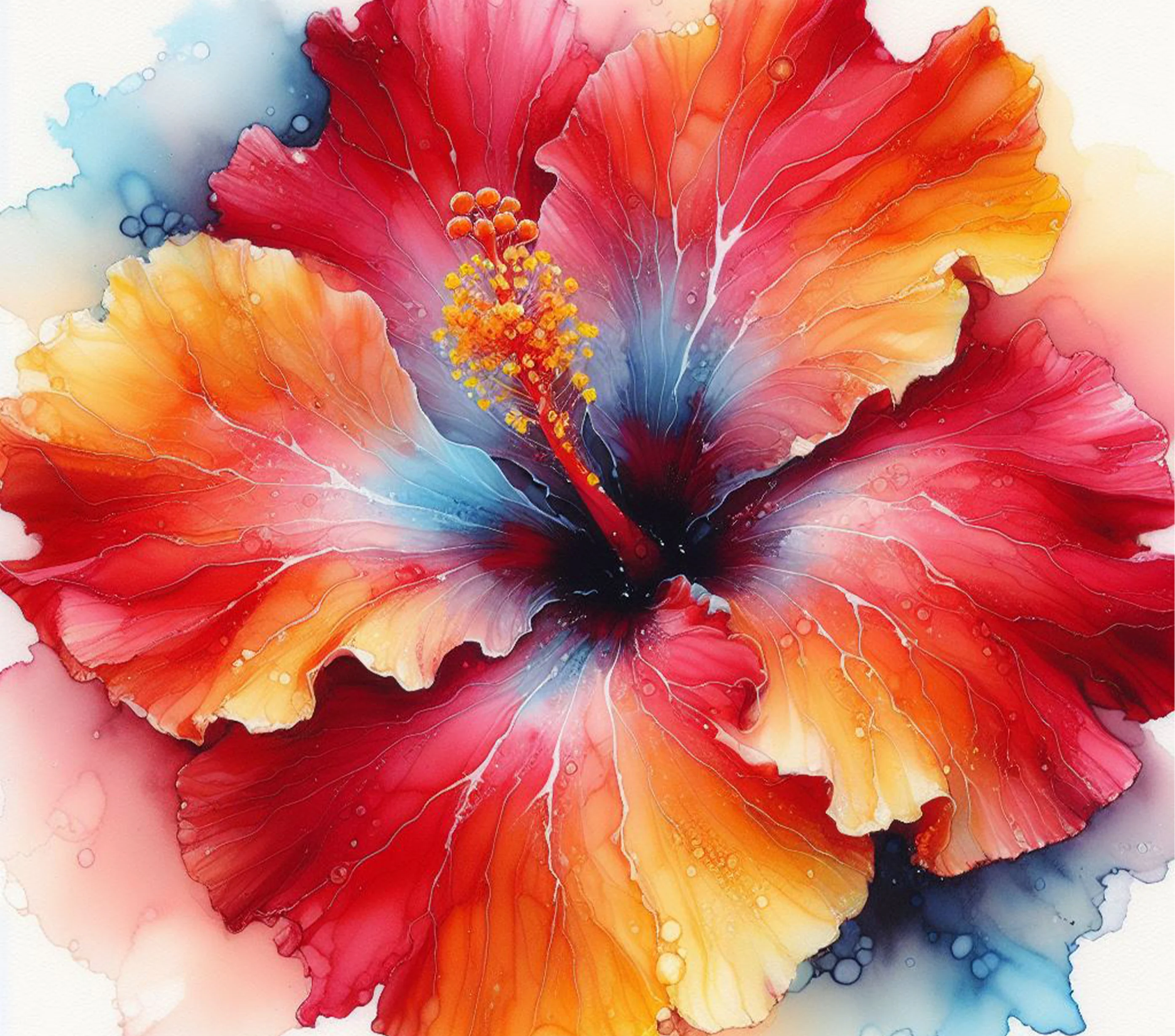 Flowers - Alcohol Ink Hibiscus Flower Design on Tumbler, Can, Flask, or Water bottle - Image 2
