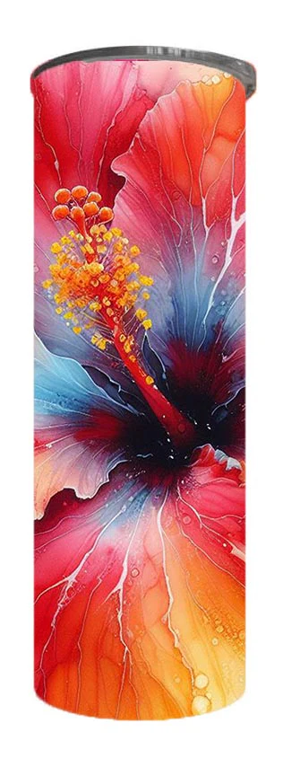 Flowers - Alcohol Ink Hibiscus Flower Design on Tumbler, Can, Flask, or Water bottle - Image 3