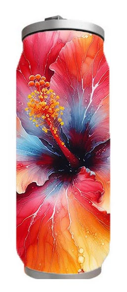 Flowers - Alcohol Ink Hibiscus Flower Design on Tumbler, Can, Flask, or Water bottle - Image 4