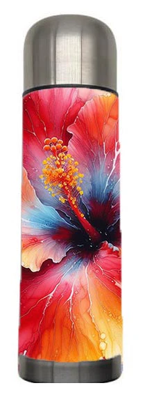 Flowers - Alcohol Ink Hibiscus Flower Design on Tumbler, Can, Flask, or Water bottle - Image 5