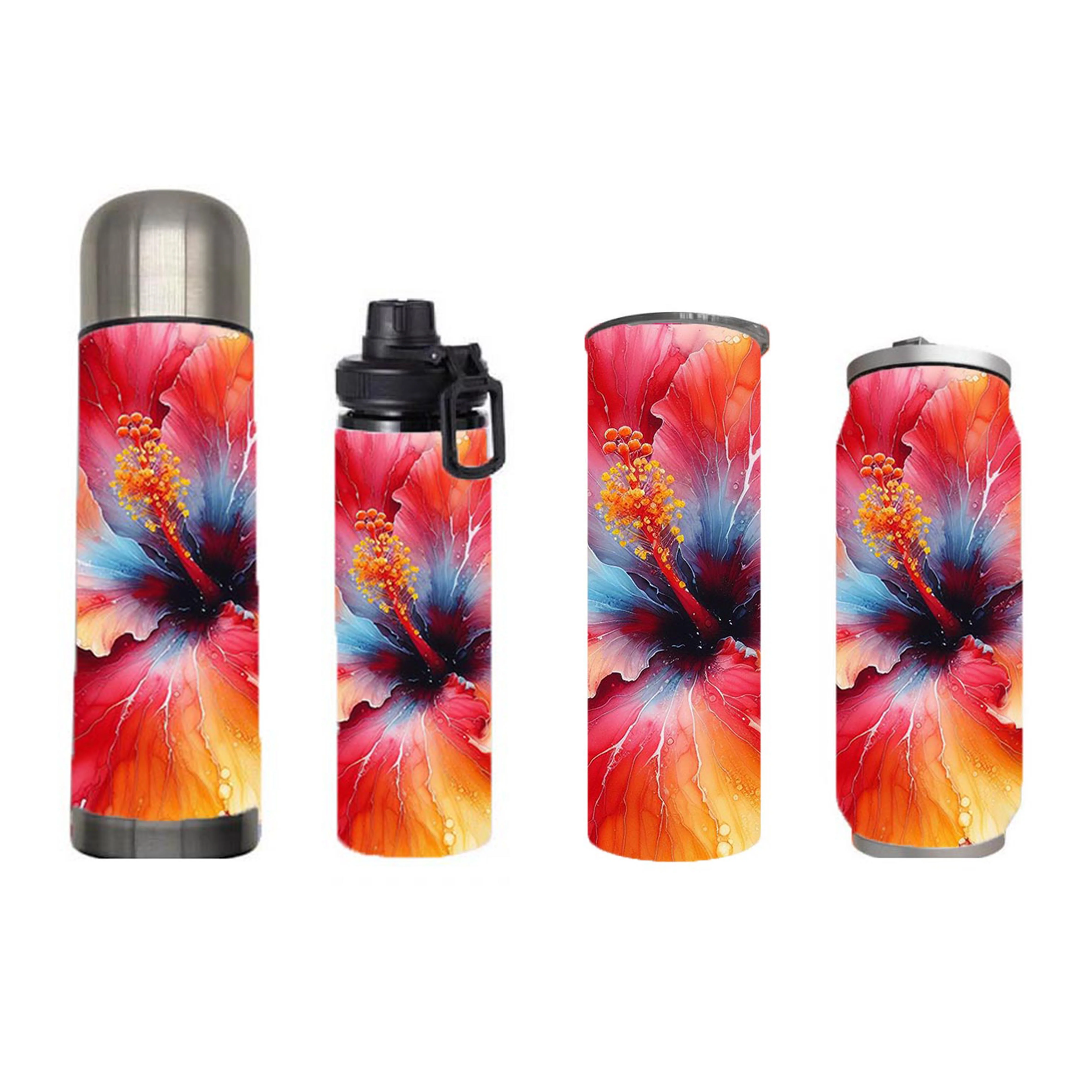 Flowers - Alcohol Ink Hibiscus Flower Design on Tumbler, Can, Flask, or Water bottle - Image 7