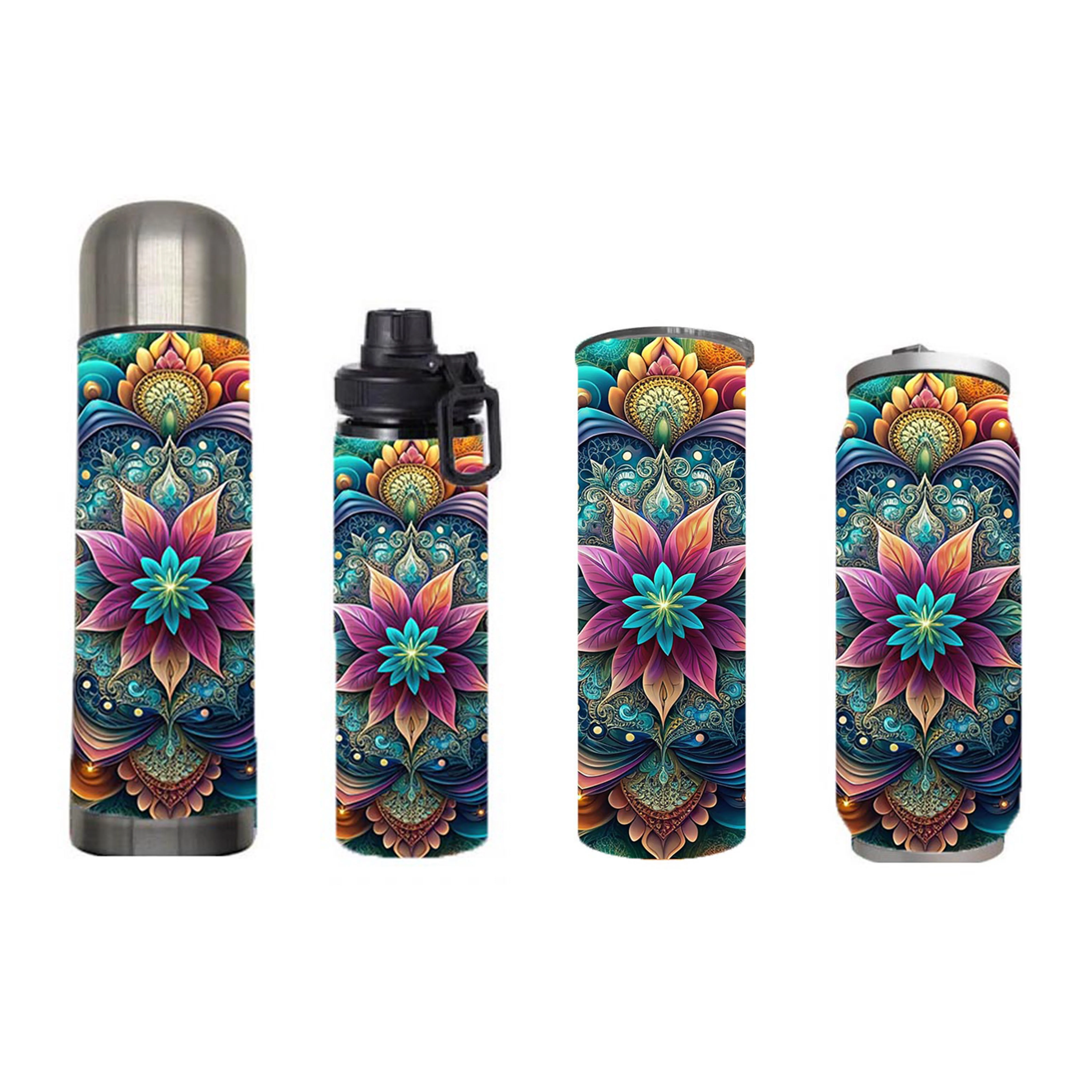 Flowers - Glitter Flower Design on Tumbler, Can, Flask, or Water bottle - Image 7