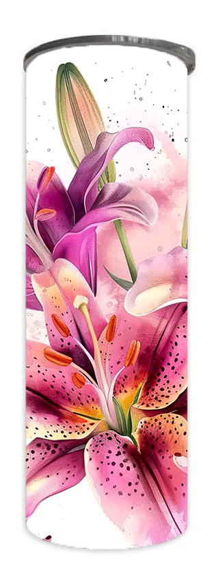 Flowers - Stargazer Lily Spring Flower Design on Tumbler, Can, Flask, or Water bottle - Image 3