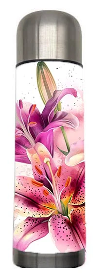 Flowers - Stargazer Lily Spring Flower Design on Tumbler, Can, Flask, or Water bottle - Image 4