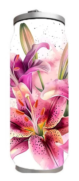 Flowers - Stargazer Lily Spring Flower Design on Tumbler, Can, Flask, or Water bottle - Image 5
