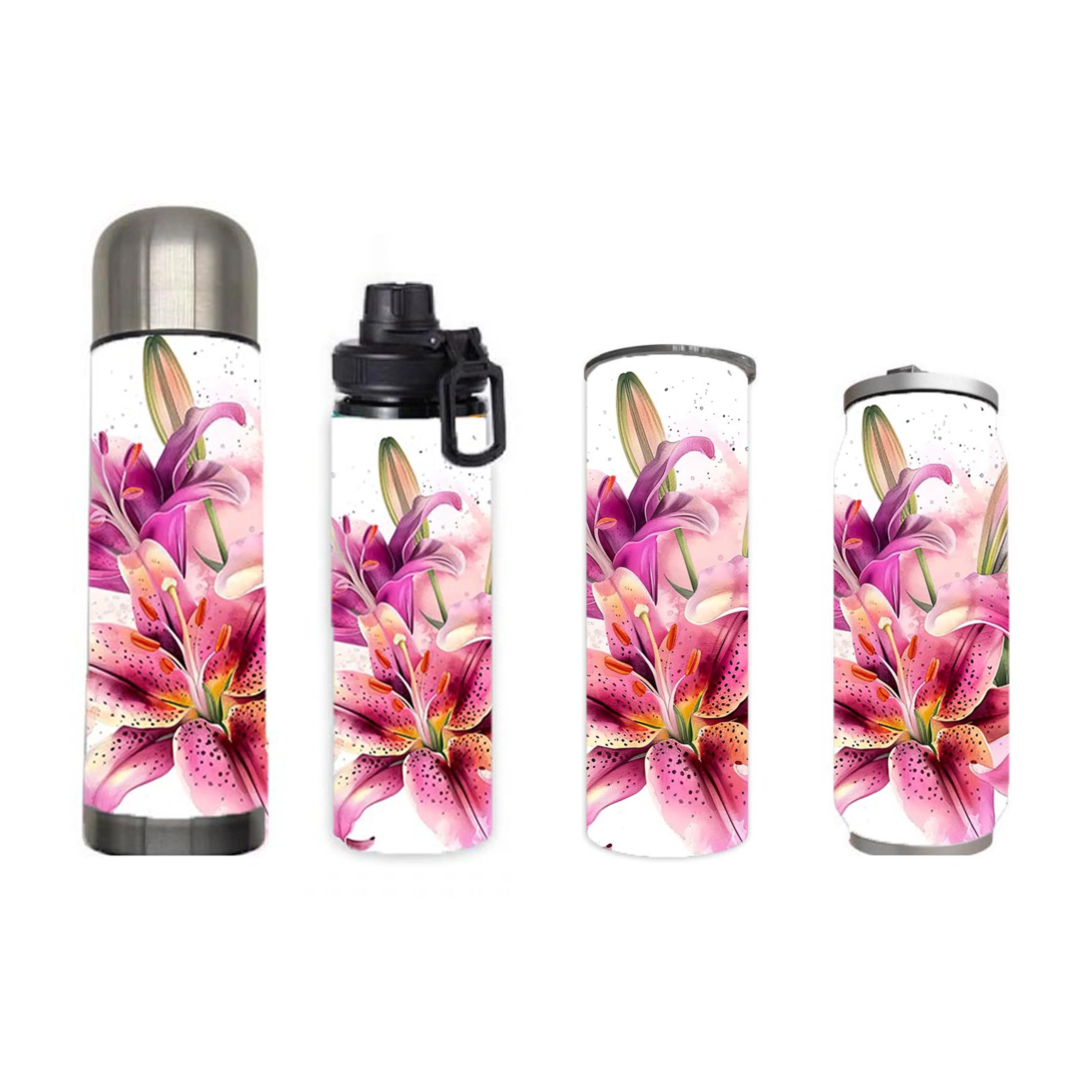 Flowers - Stargazer Lily Spring Flower Design on Tumbler, Can, Flask, or Water bottle - Image 7