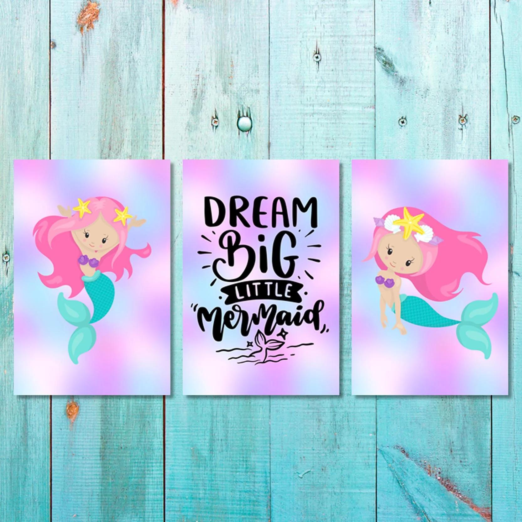 Girls: Set of 3 - Dream Big little Mermaid