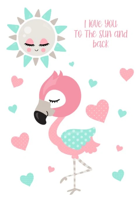 Girls: Set of 1 - I love you to the Sun and back (Flamingo) - Image 2